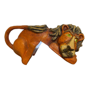 Vintage Jeanne Valentine Reclining Papier-Mâché Lion Sculpture