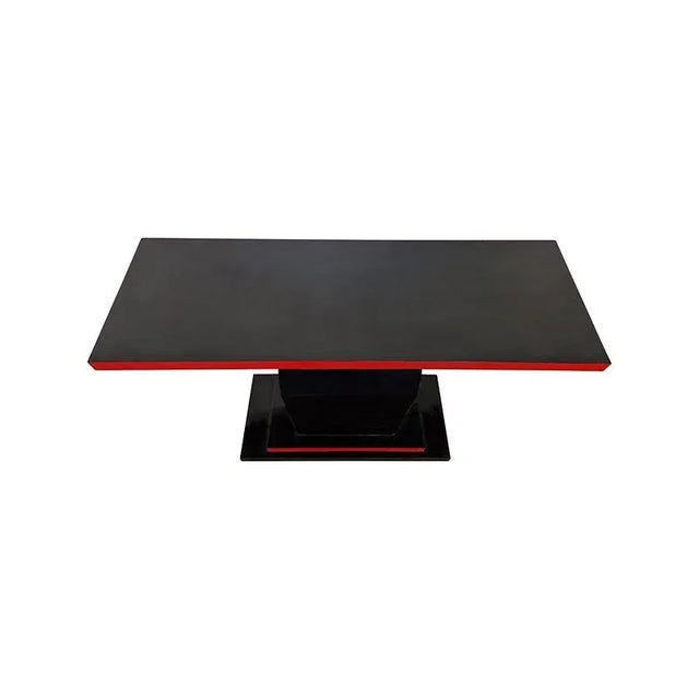 Double-sided console in Art Deco style, made of black and red lacquered wood. Dimensions (WxDxH) 119.7 x 40 x 83.7 cm