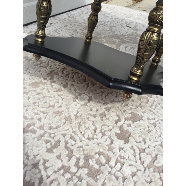 Wood 1940's Marble Top Side Table With Diamond Cut Crystal Detail For Sale - Image 7 of 10