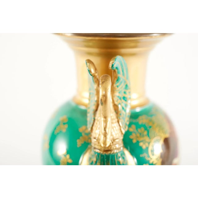 19th Century Gilt Porcelain / Brass Bass Table Lamps - a Pair For Sale In New York - Image 6 of 13