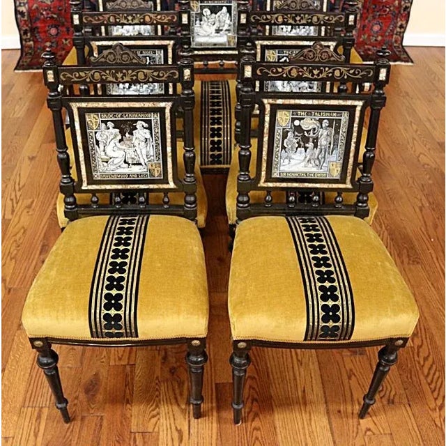 19th Century Aesthetic Victorian Parlor Set Settee & 4 Chairs by John Moyr Smith For Sale - Image 4 of 13