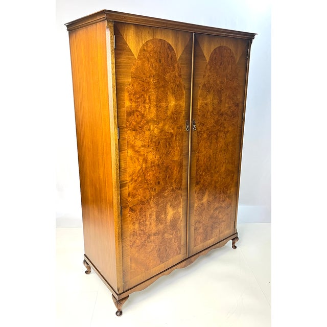 Mid 20th Century Vintage English Burl Walnut Armoire by Hunters of Derby For Sale - Image 5 of 14