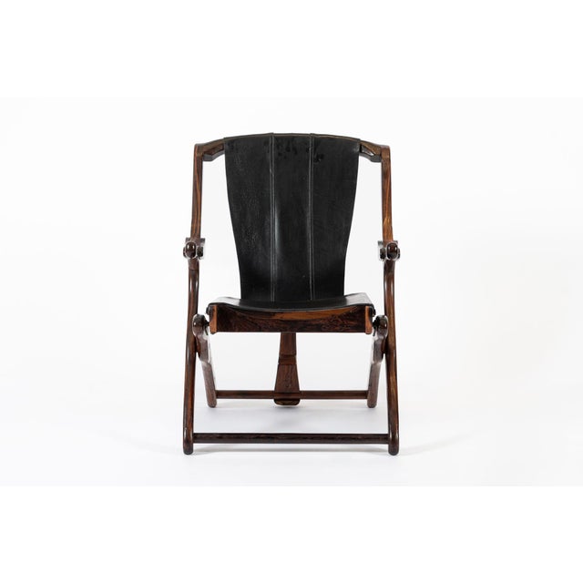 Mid-Century Modern Mid Century Rosewood & Black Leather Folding Lounge Chair by Don Shoemaker For Sale - Image 3 of 14