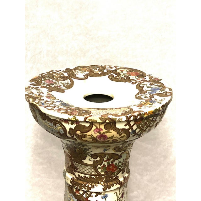 Ceramic Antique Fischer J. Budapest Charlotte Porcelain Flower Stand, 1890 For Sale - Image 7 of 13