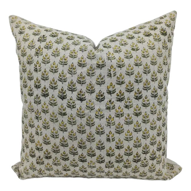 Fabdivine Block Print Decorative Throw Pillow Cover 20x20 Inch Handcrafted Accent Pillow- Alia For Sale