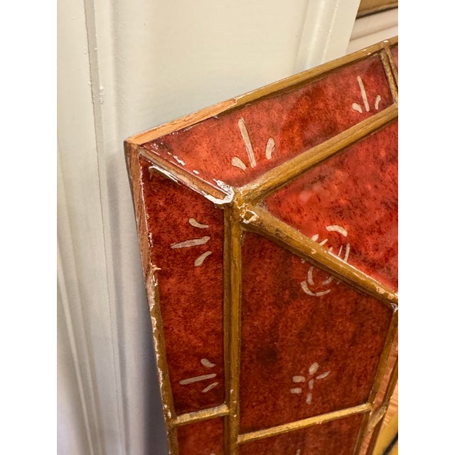 Vintage Spanish Revival Old World Oxblood Red & Gold Wall Mirror For Sale - Image 11 of 15