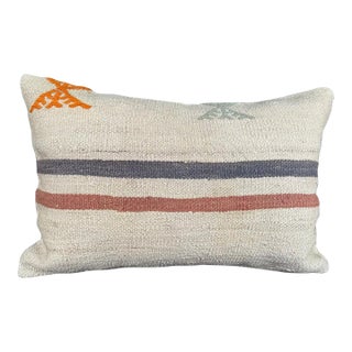 Turkish Hemp Pillow Cushion Natural Beige Orange Pillow Cushion Cover 16 "x 24" For Sale