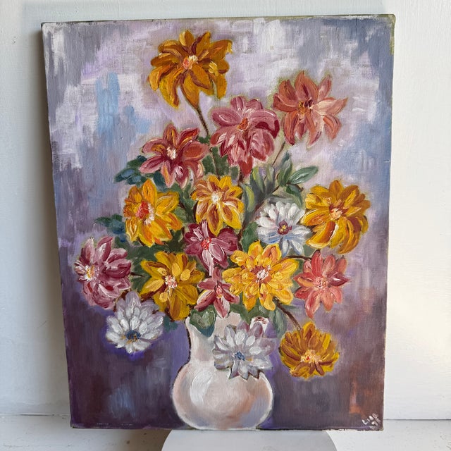 1970s Mid Century Impressionist Floral or Botanical Oil on Canvas Painting For Sale - Image 10 of 10