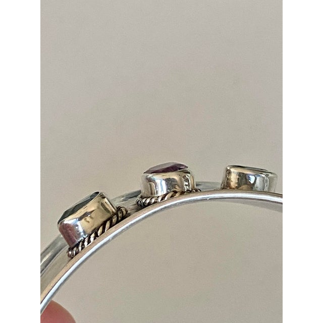 Sterling Silver Bracelet With Amethyst and Topaz For Sale - Image 14 of 17