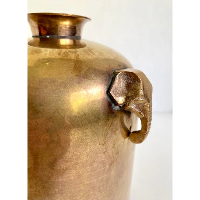 Mid 20th Century Mid 20th Century Solid Brass Vase With Elephant Head Handles For Sale - Image 5 of 10