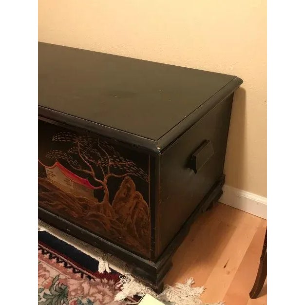 Early 20th Century Asian Lacquered Wood Blanket Chest For Sale - Image 4 of 7