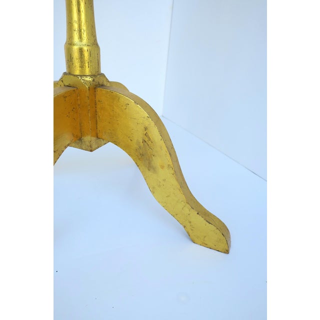 Gold Giltwood Scalloped Side Accent Table With Floral Top, Late 20th Century For Sale - Image 13 of 15