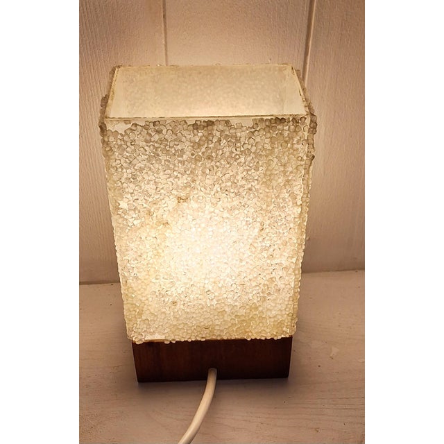 Brown Minimalist Table Lamp with Teak Base and White Plastic Shade, 1970s For Sale - Image 8 of 8