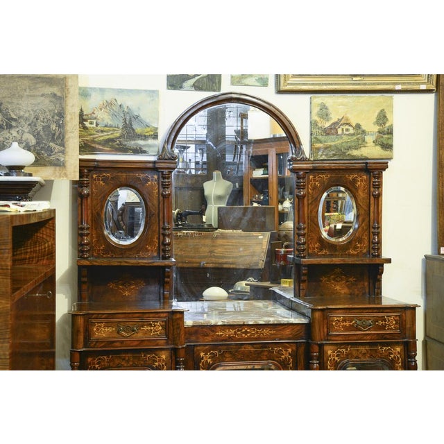 Servant Sideboard in Walnut Inlaid with France Mirror, 1850s For Sale - Image 12 of 18