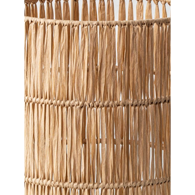 Mid-Century Modern French Pottery Table Lamp with Raffia Lampshade from Accolay Studio, 1950s For Sale - Image 10 of 13