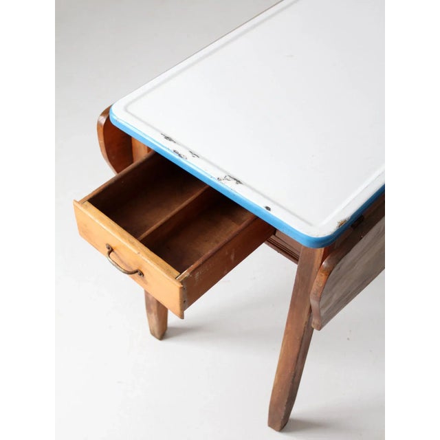 Early 20th Century Antique Enamel Top Kitchenette Table For Sale - Image 5 of 13