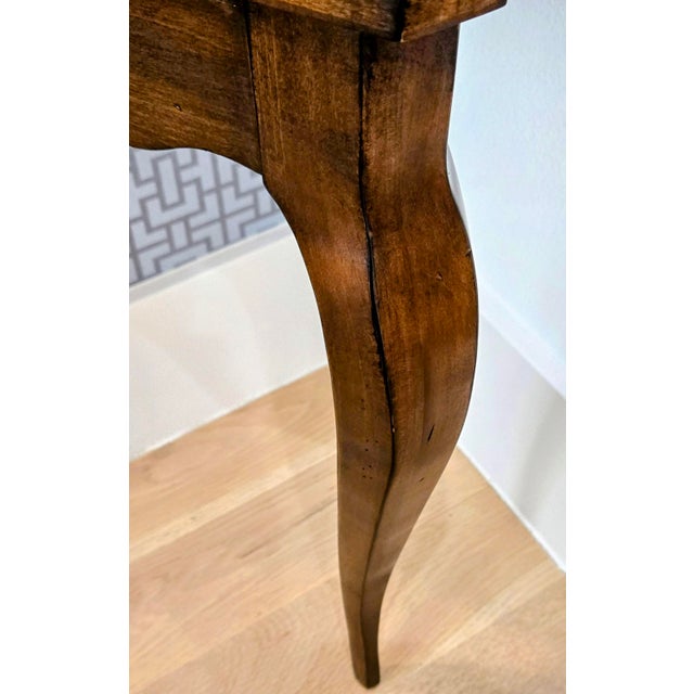 Wood Ethan Allen Country French Walnut Triangle Corner Accent Table For Sale - Image 7 of 10