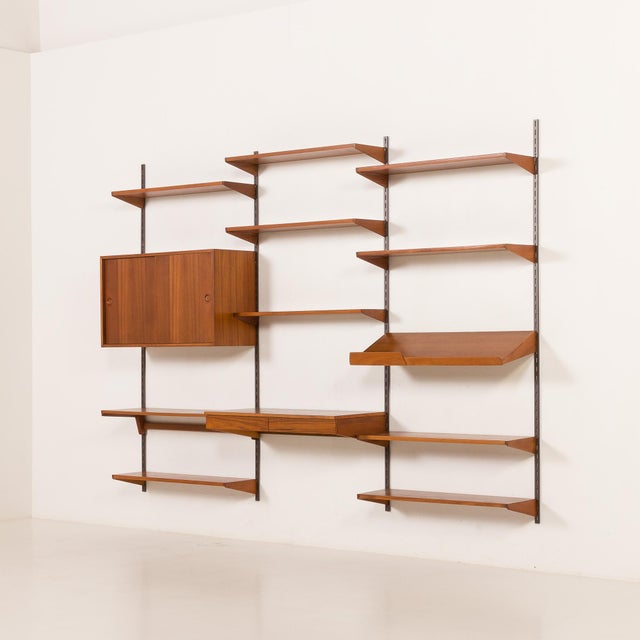 3-Bay Wall Unit with Desk by Kai Kristiansen for FM Mobler, Denmark, 1960s For Sale - Image 6 of 18