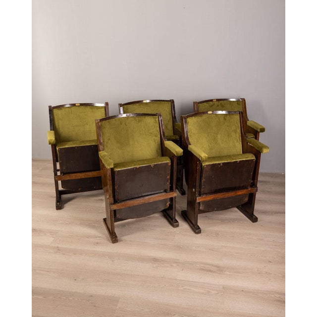 Vintage Italian Cinema Chair in Green Velvet For Sale - Image 12 of 12