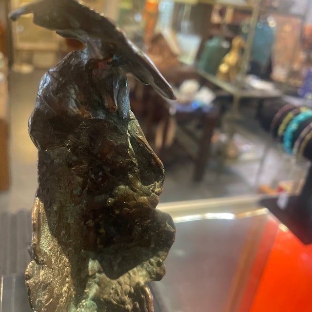 Bronze sculpture of women on clear plexiglass base by Kahlo Signed