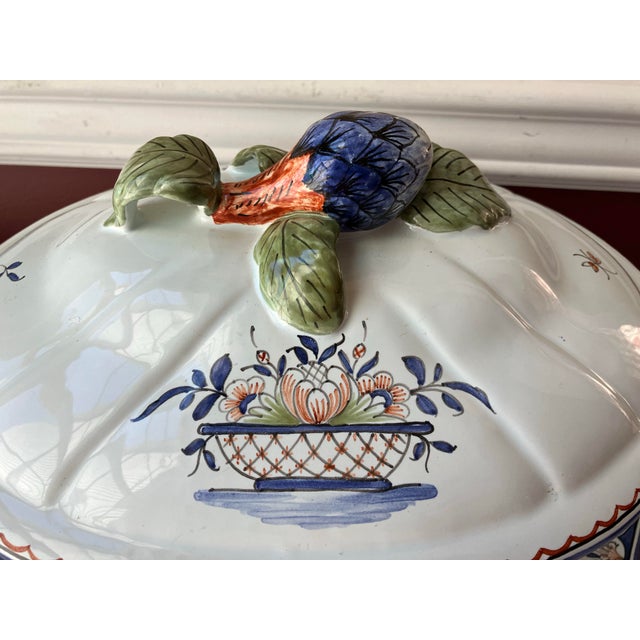 Ceramic Antique Decor Ruen Fait Main, Tiffany & Co. France Porcelain Tureen & Underplate For Sale - Image 7 of 12