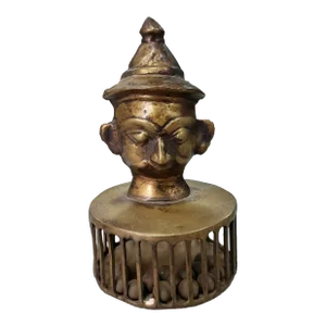 Circa Late 19th Century Tibetan Buddhist Figural Brass Tribu Temple Bell