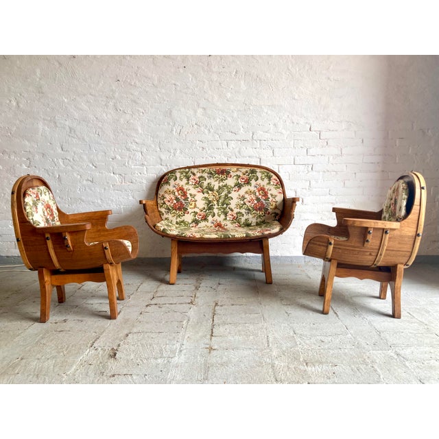 The sofa and armchairs are in excellent condition; they are solid and sturdy. The wood has already been thoroughly...