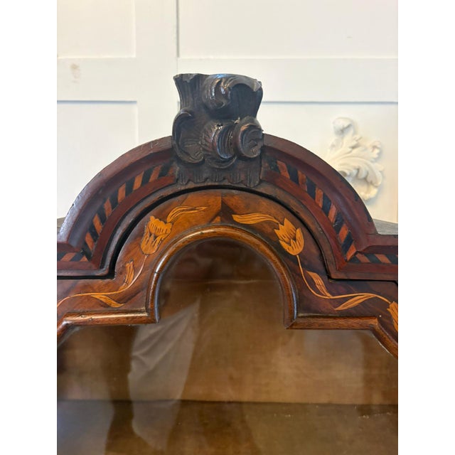 Antique Dutch Marquetry Walnut Bureau Bookcase, 1780 For Sale - Image 9 of 18