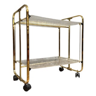 Vintage Serving Trolley in Molded Ice Acrylic Glass, 1970s For Sale