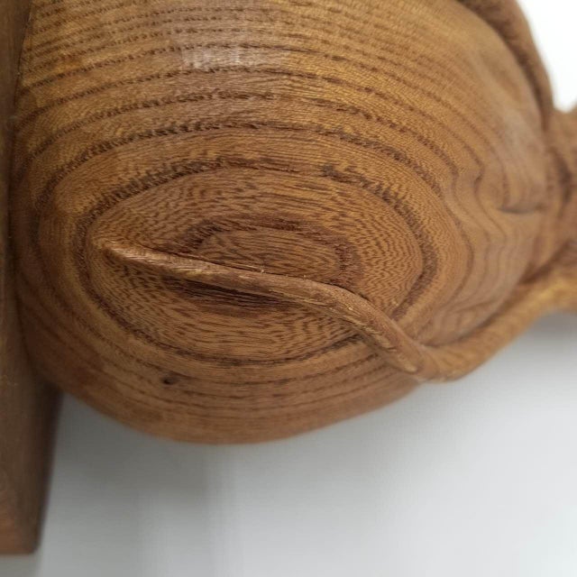 Vintage Japanese Wooden Carving of a Mouse Holding a Chestnut – Folk Art Figurine For Sale - Image 17 of 18