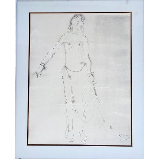 Figurative Late 20th Century Nude Figure of a Woman by Kaiki Moti, Pochoir For Sale - Image 3 of 11