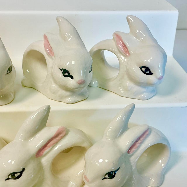 Vintage Trompe L’Oeil Hollywood Regency Boho Chic Bunny Napkin Rings - Set of 8 - Easter. For Sale - Image 18 of 18