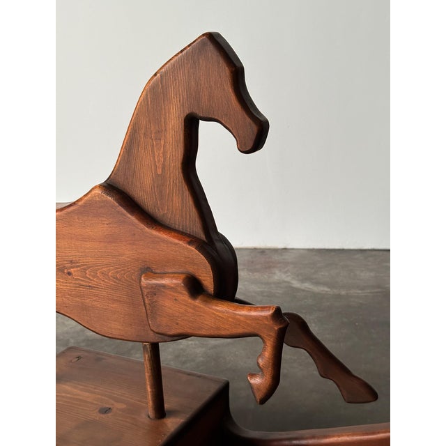 Handcrafted Mid 20th Century Sculptural Pine Rocking Horse For Sale - Image 18 of 18