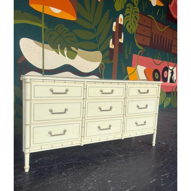 Classic faux bamboo dresser by Florida Furniture Industries for that premier coastal hollywood regency feel. Good to use...