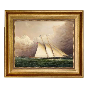 "America Off New York" Contemporary Reproduction Print on Canvas After Buttersworth, Framed