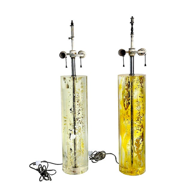 Offered is a stylish set of 2 tall Fractal Resin table lamps by Frederick Cooper, Chicago produced in the late 1950s-early...