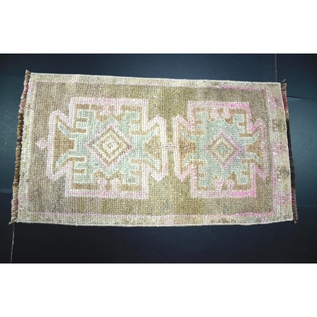 Turkish Vintage Oushak Brown Small Rug For Sale - Image 4 of 6