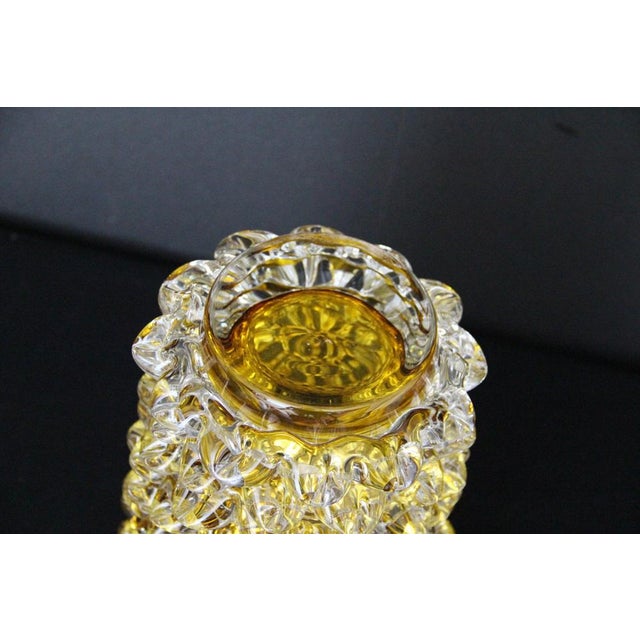 Murano Glass Vase in Orange-Amber Color Decorated with Rostrato Points in the style of Barovier, 2000 For Sale - Image 4 of 11