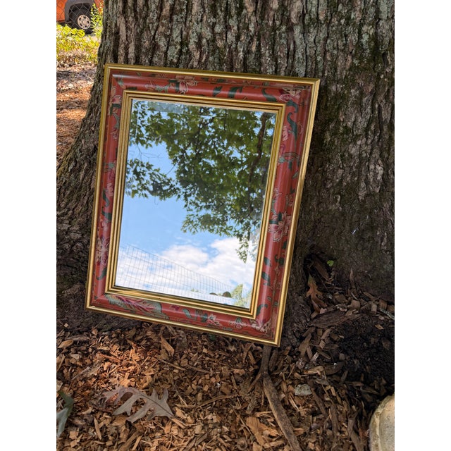 This listing is for a vintage, hand-painted rectangular wall mirror. It can be hung vertically or horizontally. It has...