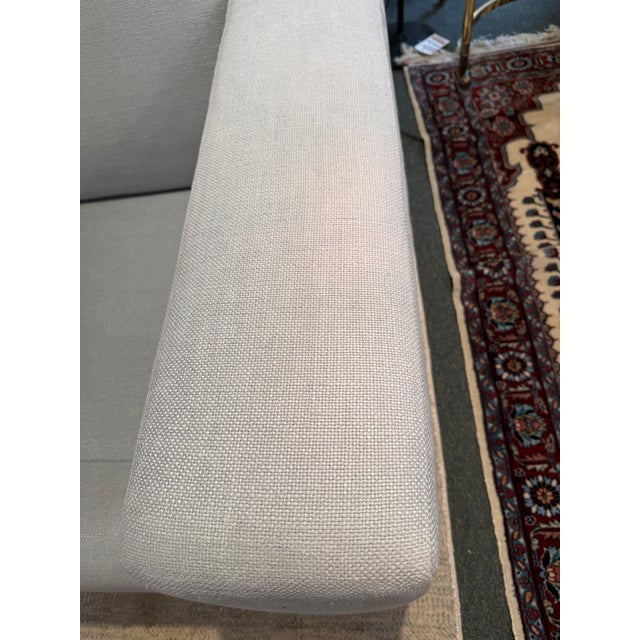 Contemporary Light Blue Linen Sofa For Sale - Image 4 of 12