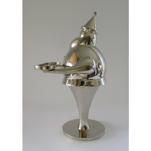 Metal Large Pottery Barn Santa Baby Silver Art Deco Style Vintage Christmas Collectible Candle Holder For Sale - Image 7 of 13