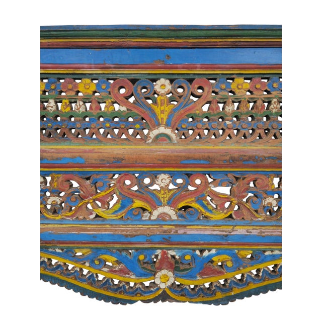 Large Early 19th Century Polychrome Carved Wood Fireplace Surround, India For Sale - Image 9 of 11