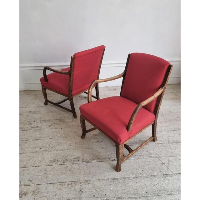 Wood Set of Swedish Grace Armchairs, 1930s For Sale - Image 7 of 12