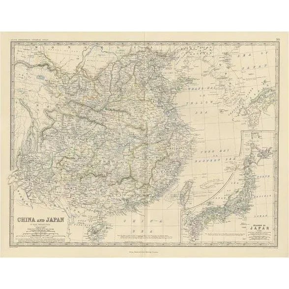 Mid 19th Century Antique Map of China and Japan by A.K. Johnston, 1865 For Sale - Image 5 of 5