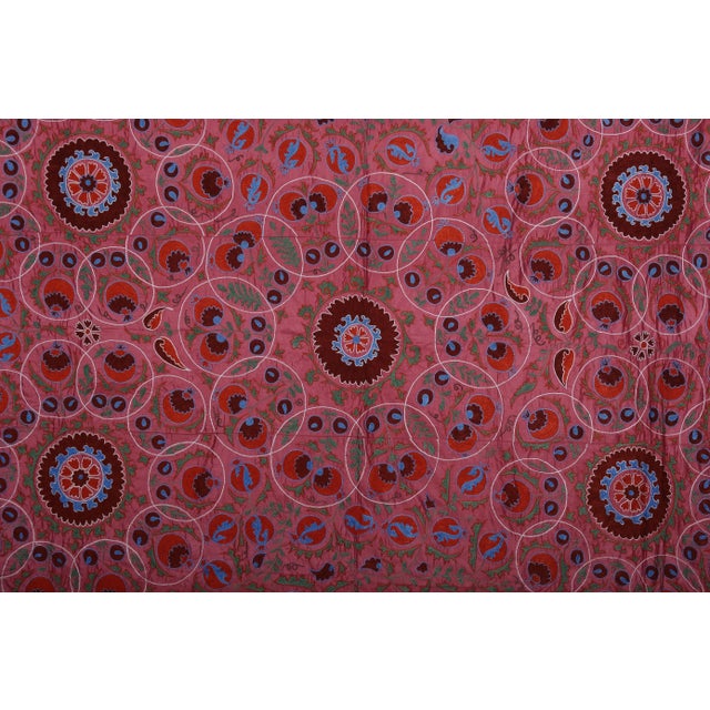 Silk Suzani Wall Decor - Uzbek Textile Art 8' X 9'9'' For Sale - Image 9 of 11