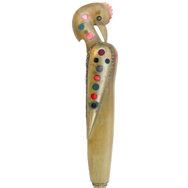 Art Deco Jezzine Inlaid Brass Bird Letter Opener For Sale - Image 3 of 4