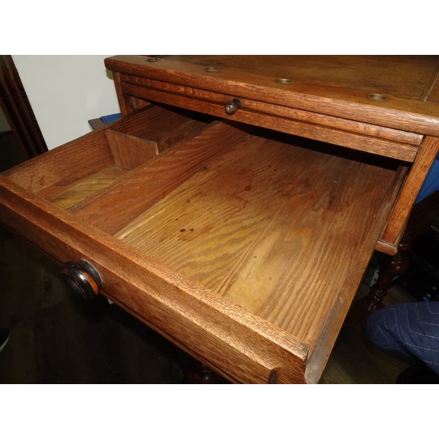 Wood Antique McCaskey Counter Top File Cabinet Register ~W Drop Down Drawers & Tray For Sale - Image 7 of 16