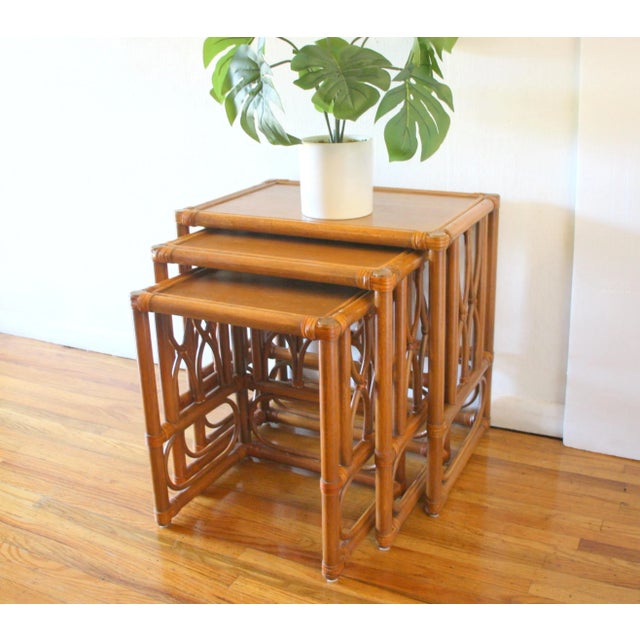 Mid Century Modern Bamboo Nesting Tables For Sale In Philadelphia - Image 6 of 7