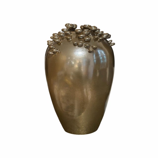 Global Views Studio a/Global Views Cascading Reef Reactive Bronze Tall Italian Ceramic Vase For Sale - Image 4 of 10