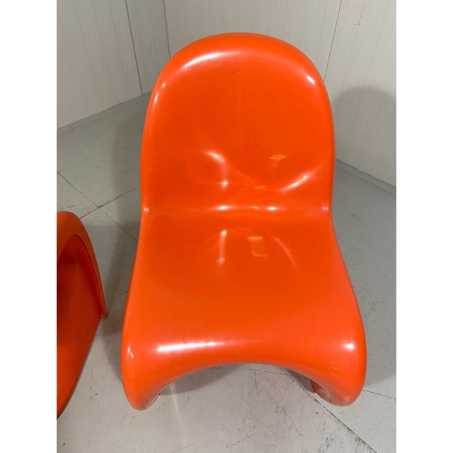 Orange Panton Chairs in Orange by Verner Panton for Herman Miller, 1970s, Set of 2 For Sale - Image 8 of 12